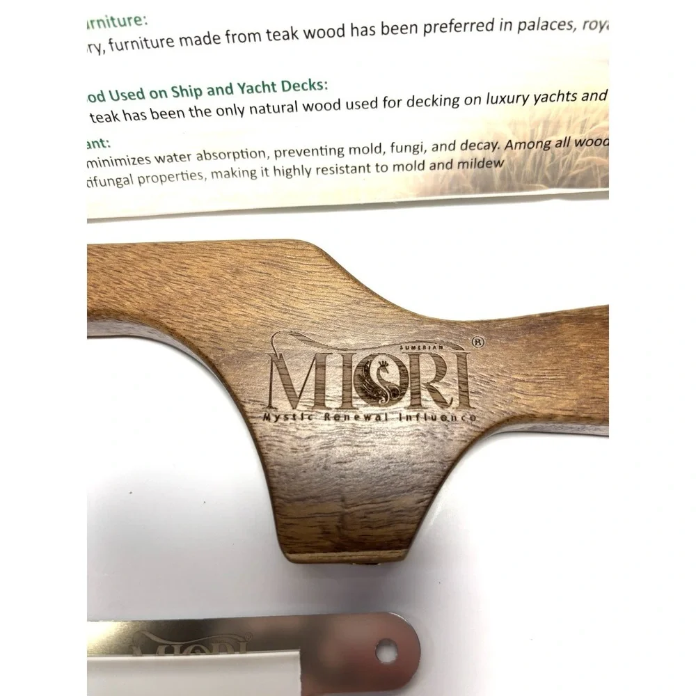 MIORI Bread Knife Teak Wood Handle Serrated Cutter w/ 2 Extra Blades 16